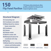 VTX-2036901 Luxury Modern Eco-Friendly 3x3m Wall Mounted Pergola Aluminum Louvered Roof Motorized Waterproof Smart Sunshade Patio
