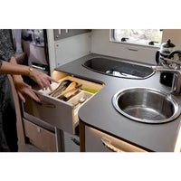 VTX-9743141 Multi-functional RV Kitchen Cabinet Large Storage Space Stainless Steel Furniture Aluminum Honeycomb Panel Accessories