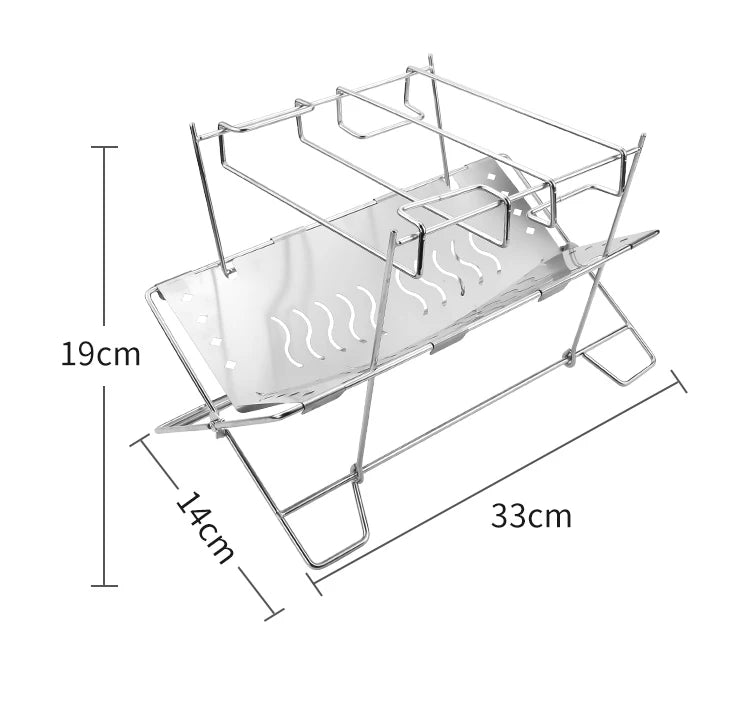 Portable X-Shape Grill Stainless Steel Folding Fire Pit for Outdoor Camping