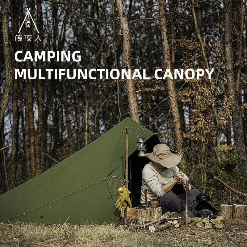 Outdoor Camping Tarpaulin Sunshade Cloth Shelter, Forest Green, 2.8m x 3m, Waterproof TC Cotton, Four-Season Use