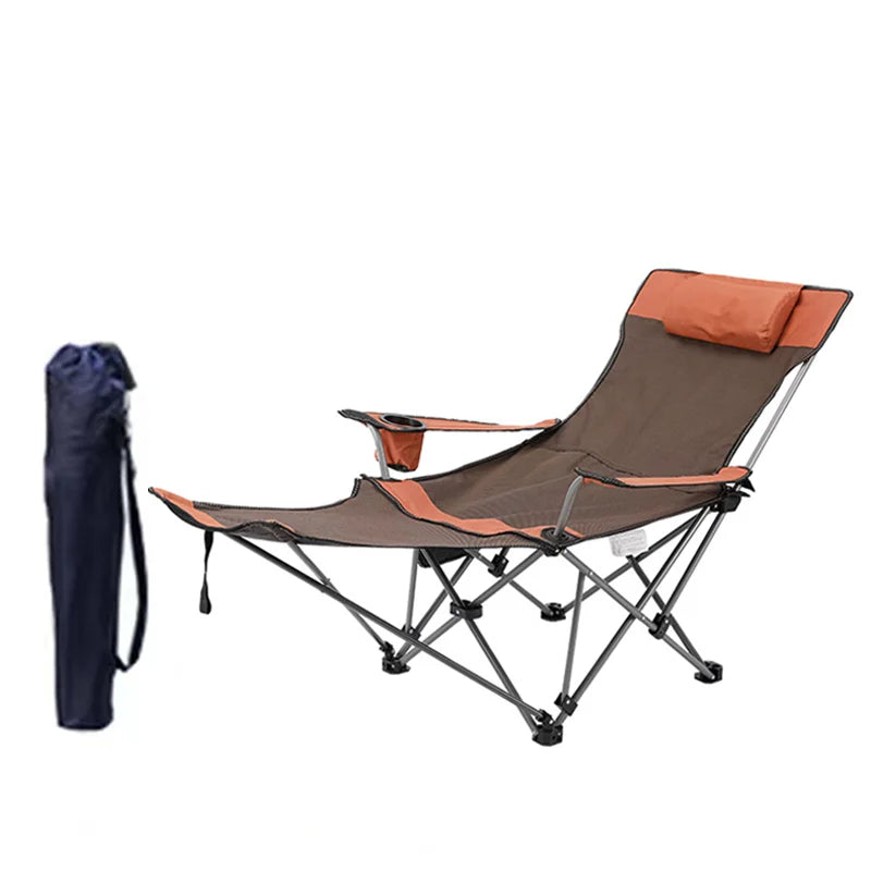Folding Portable Camping Chair with Steel Frame and Oxford Fabric, 165x53x70cm, Weight Capacity 120-150kg
