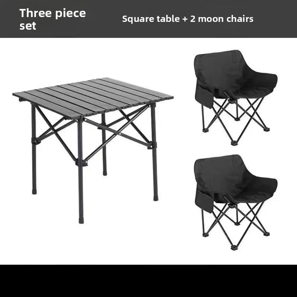Ultralight Portable Folding Camping Chair and Table Set for Outdoor Use, Aluminum Alloy, 2-Person Capacity, Ergonomic Design