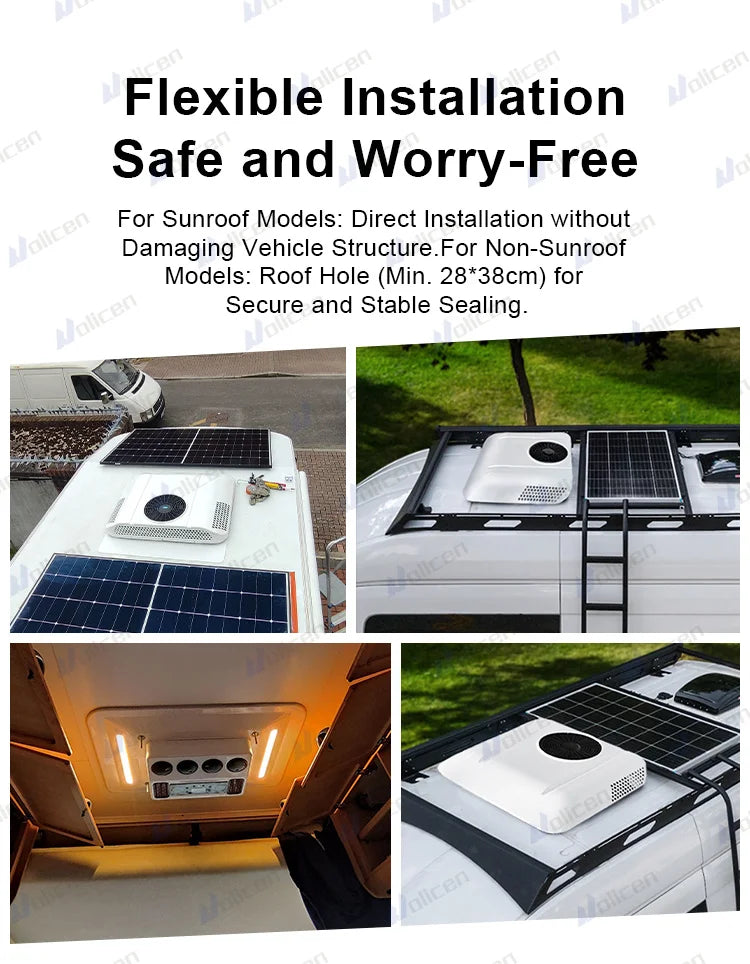 HLS-54 Smart Remote Control 12V/24V DC Roof Top Air Conditioner for Trucks, RVs, Vans, and Buses, 6000-9000 BTU