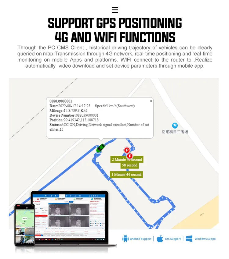 Multifunctional 4-Channel HD Video Recorder with GPS and WiFi for Truck Fleet Management