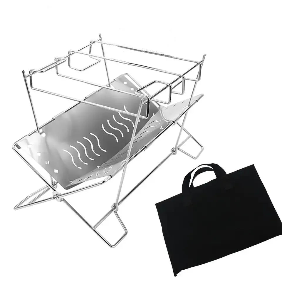 Portable X-Shape Grill Stainless Steel Folding Fire Pit for Outdoor Camping