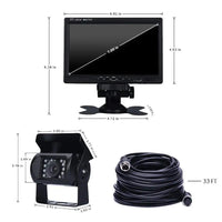 VTX-8006437 Waterproof 7-Inch LCD Monitor Backup Camera System Kit 18 IR Night Vision Wide Angle Rear View Parking RV Truck