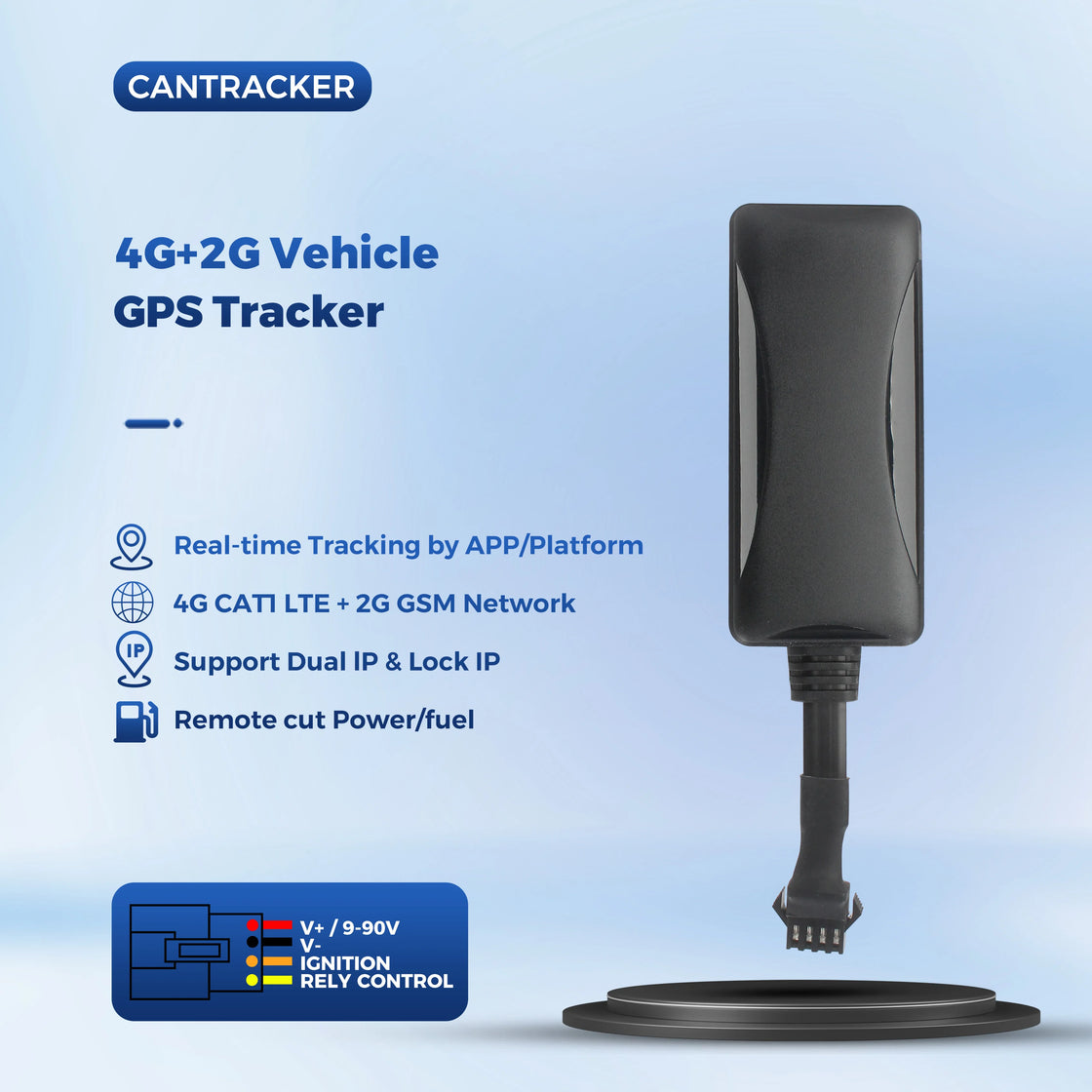4G Vehicle GPS Tracker for Cars, Trucks, Motorcycles with Geo Fence, Engine Cut Off, and Voice Monitoring