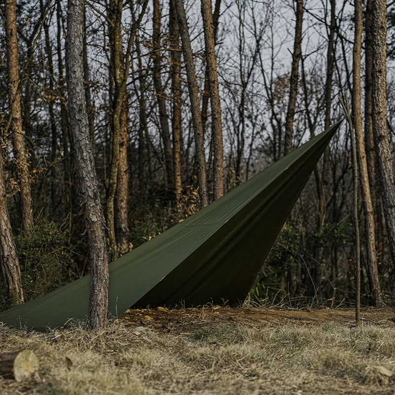 Outdoor Camping Tarpaulin Sunshade Cloth Shelter, Forest Green, 2.8m x 3m, Waterproof TC Cotton, Four-Season Use