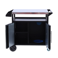 VTX-2856101 Movable Durable Multi-Function Outdoor Kitchen Island 403 Stainless Steel Top BBQ Prep Table Storage Cart Backyard