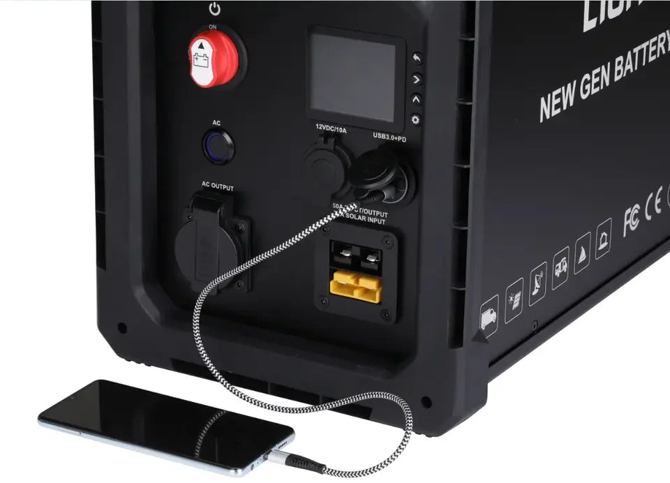 2000W Pure Sine Wave Inverter 12V/220V Battery Box for RV Motorhome Caravan
