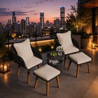 VTX-3511461 Elegant Bistro Table Chairs Set Contemporary Wicker Outdoor Furniture Collection Iron Portable Waterproof Durable