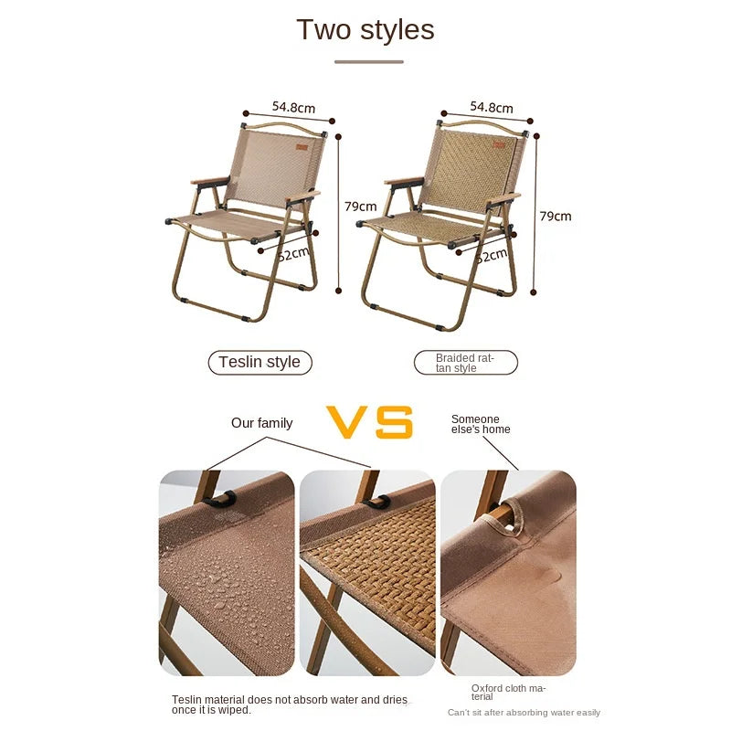 Folding Outdoor Beach Chair with Removable Mesh Table, Aluminum Alloy Frame, and Teslin Fabric