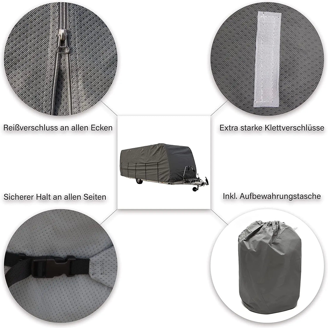 Travel Trailer Cover, 5-Layer Non-Woven Fabric, UV Protection, 246 x 102 x 104 inches