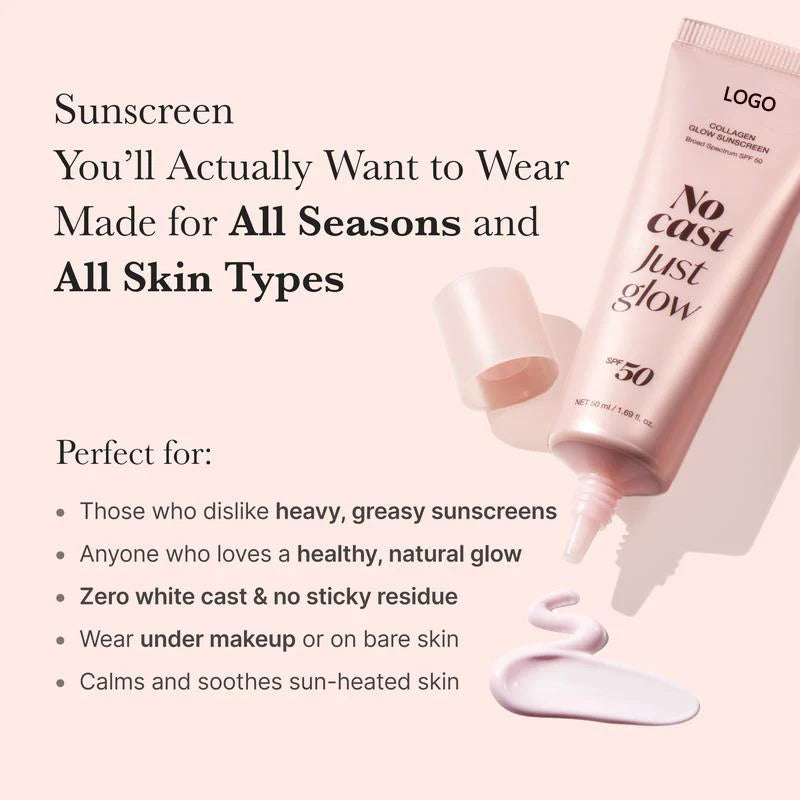 Lightweight Hydrating Collagen Sunscreen Cream SPF50 PA++++ for All Skin Types
