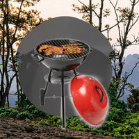 VTX-2626725 Modern Luxurious Portable Movable Iron Chrome Plated Charcoal BBQ Grill Apple Shape Trolley Two Wheels Outdoor Camping