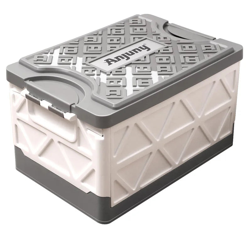 Large Movable Outdoor Storage Box with Wooden Cover, Square Shape, 35L Capacity, Eco-Friendly Plastic, Folding Design