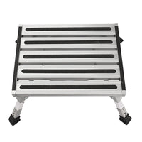 VTX-0890021 Aluminum RV Step Stool Adjustable Height Folding Platform Non-Slip Rubber Feet Supports up to 1500lbs Patio Garden