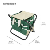 VTX-1676453 7 Piece Lightweight Portable Gardening Tool Kit Folding Detachable Garden Set Stool Seat Tote Bag Outdoor Camping