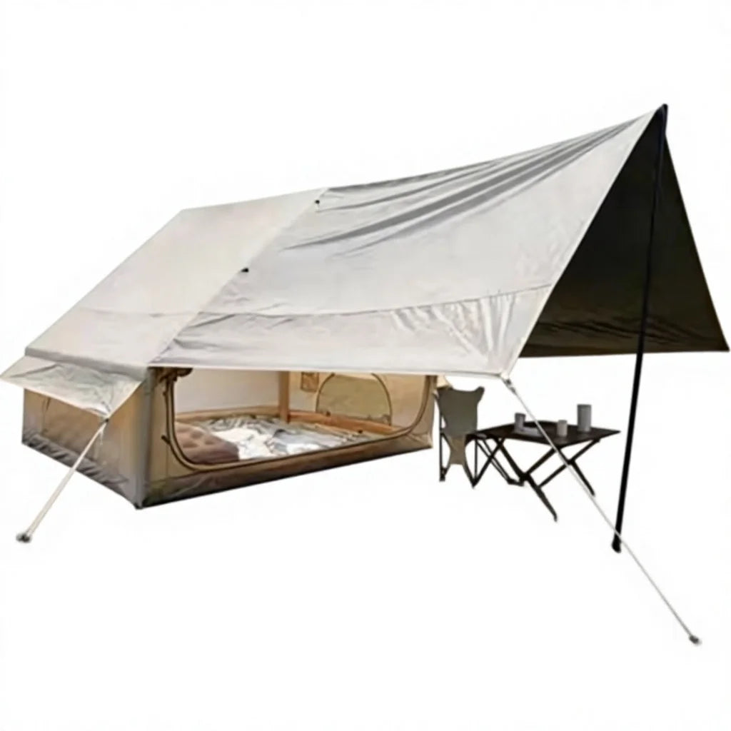 Inflatable Camping Tent 6.3 Square Meters with Sun Canopy for 2-3 Persons, Waterproof, Automatic Opening, Lightweight, Portable