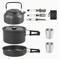VTX-1824805 8in1 Outdoor Picnic Alumina Boiling Pot Frying Pan Set Accessories Portable Cookware Party Hiking Camping Travel