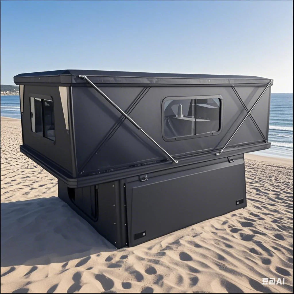 Aluminum Quick Deployment Off-Road Truck Canopy Camper THR04, Waterproof, Universal Fit, Black
