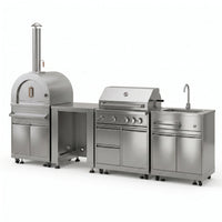 VTX-2921637 Commercial Food 304 Stainless Steel Outdoor Kitchen Modular L Shaped BBQ Island Home Prep Space Cooking Breakfast