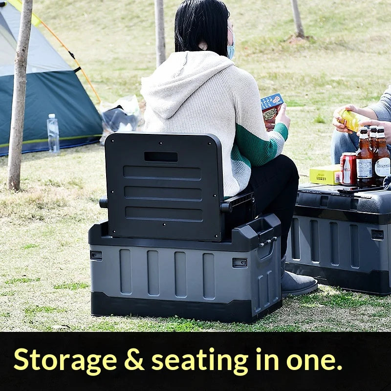 60L Foldable PP Double Tier Outdoor Camping Storage Box - Dustproof, Moisture-proof, Portable