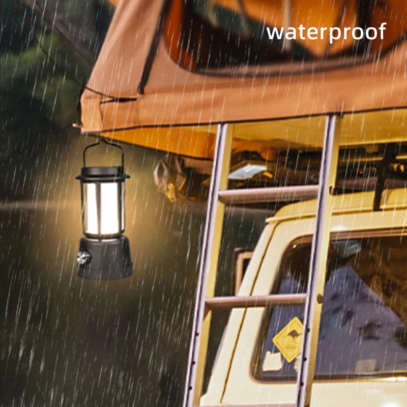 IP54 Waterproof Solar Portable Hanging Lamp & Lantern, 6500K, 300 Lumens, Rechargeable, 20,000 Hours Lifespan