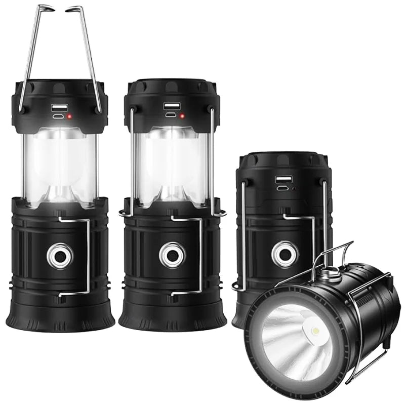 3-in-1 Solar Camping Light USB Rechargeable LED Lantern Flashlight Power Bank IP44 Rated