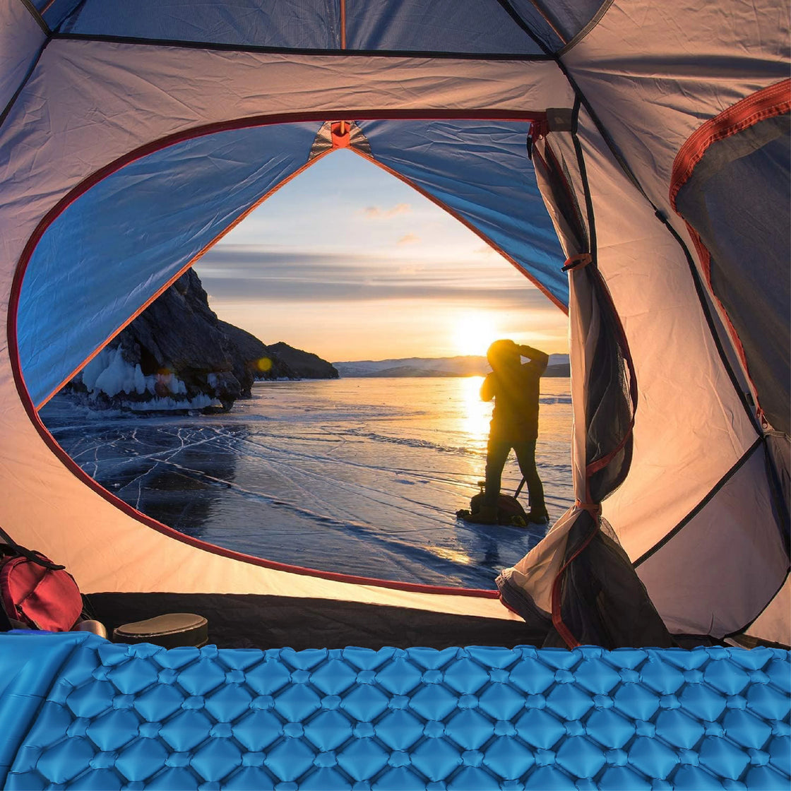 Ultralight Inflatable Sleeping Pad Self-Inflating Mattress for Camping and Hiking, Nylon TPU Coated, 183x65x5.5cm