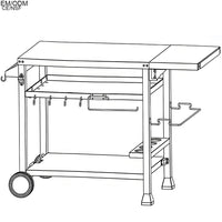 VTX-2659493 Durable Three-layer Multifunctional Outdoor Courtyard Barbecue Cart Table Iron Minimalist Multi-Functional
