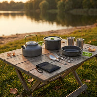 VTX-1824805 8in1 Outdoor Picnic Alumina Boiling Pot Frying Pan Set Accessories Portable Cookware Party Hiking Camping Travel