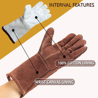 Hot Sell Oven Mittens Ox Hide Cowhide Heat Resistant Fire Pr