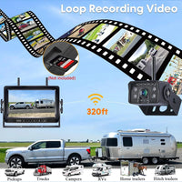 VTX-8071973 Wireless Backup Camera Reversing Aid Night Vision Waterproof Split Screen 4ch BSD Ai Detection Sound Alarm 7 Inch DVR