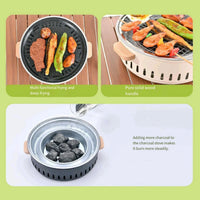 VTX-1267749 Modern Portable Metal Outdoor Charcoal BBQ Tea Stove Set Auto Ignition-round Fire Pit Winter Camping Home Use Kitchen