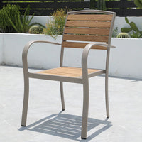 VTX-3478693 Outdoor Furniture Garden Chair Plastic Wood Aluminum Patio Dining Table Set Metal Contemporary Living Room Balcony