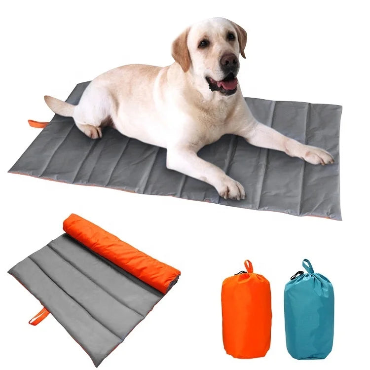 VTX-7580453 Travel Dog Mat Outdoor Pet Bed Waterproof Fabric Both Side . Car Carry Bag Handle Machine Washable Bedroom Living Room