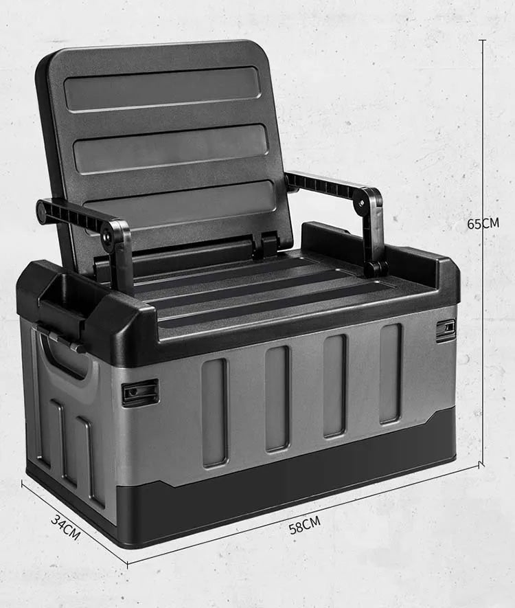 60L Foldable PP Double Tier Outdoor Camping Storage Box - Dustproof, Moisture-proof, Portable