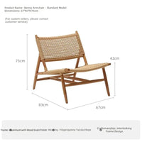 VTX-3216549 Nordic outdoor teak rattan sofa chair courtyard villa terrace homestay countryside leisure wabbi style solid wood