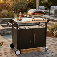 VTX-2856101 Movable Durable Multi-Function Outdoor Kitchen Island 403 Stainless Steel Top BBQ Prep Table Storage Cart Backyard