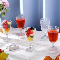 Wholesale OEM Classic Durable Glass Wine Goblet Embossed Des