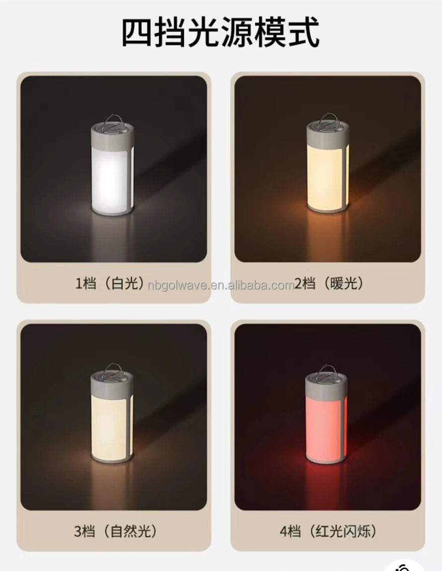 62 LED Rechargeable Camping Lantern, 6W, 400lm, Black/White, ABS Material, 10000 Hours Working Time