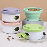 VTX-7809829 Portable Silicone Dog Bowl Rounded Shape Waterproof Manual Travel Food Water Feeder Includes Poop Bag Outdoor Use