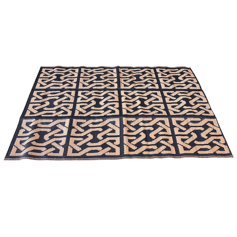 Outdoor Woven Mat, Rectangular, Washable, Stain Resistant, Non-Slip, Geometric Pattern, Polypropylene, Flat Pile