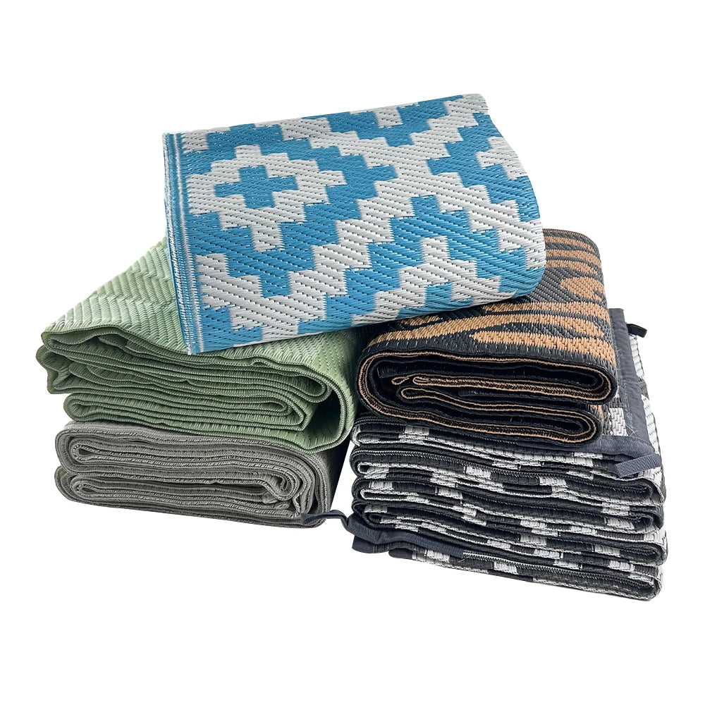 Outdoor Woven Mat, Rectangular, Washable, Stain Resistant, Non-Slip, Geometric Pattern, Polypropylene, Flat Pile