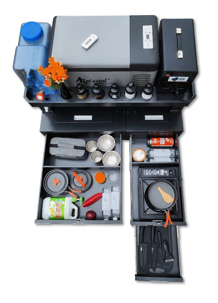 Car SUV Camping and Dining Mobile Kitchen Box Storage Box for Trunk, Model MQ-LX016C