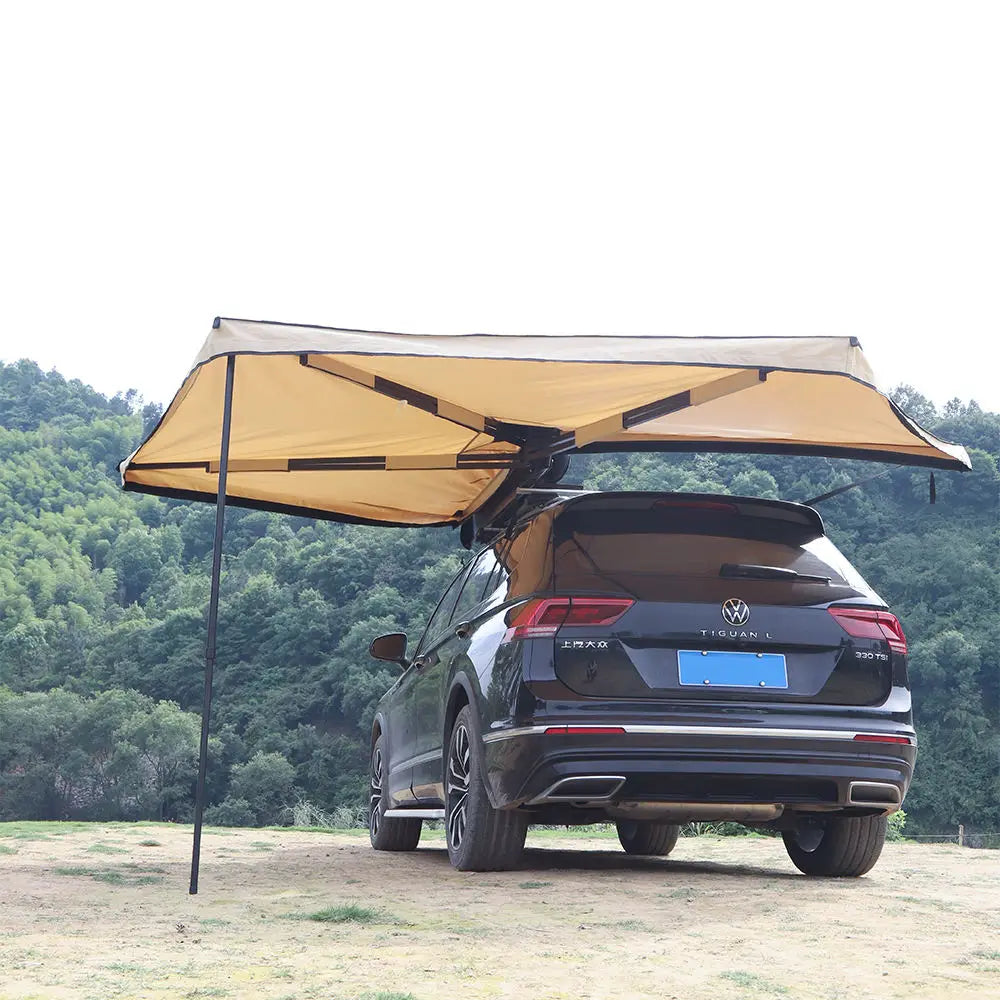270-Degree Car Side Sunshade Frame Portable Camping Roof Tent for 3-4 Persons, Heavy-Duty Waterproof Polyester and Oxford Cloth