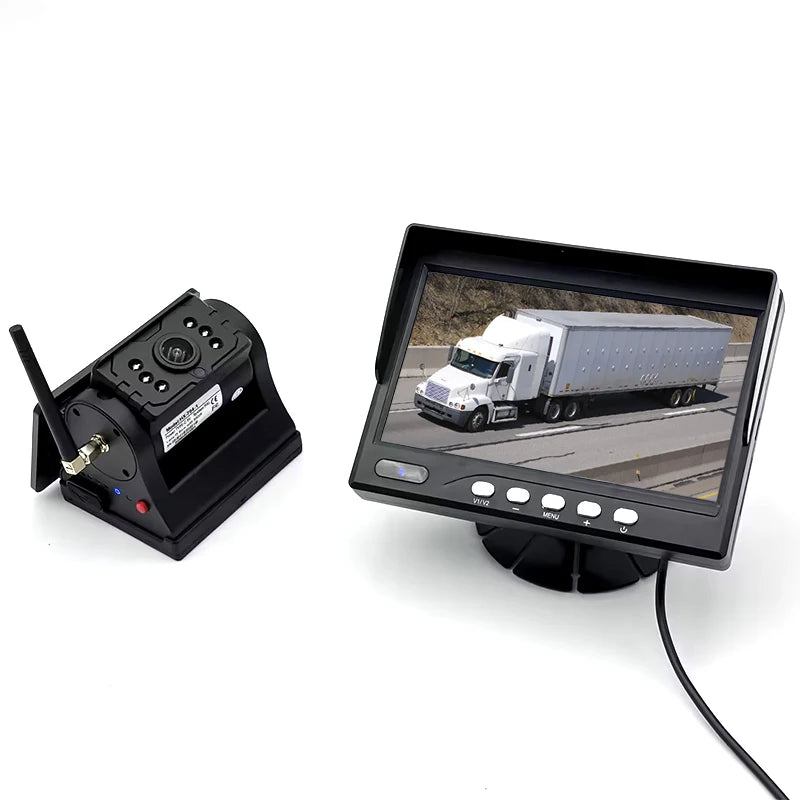 Wireless Solar Powered Rear View Camera System with 7 Inch Monitor for Trucks and Buses