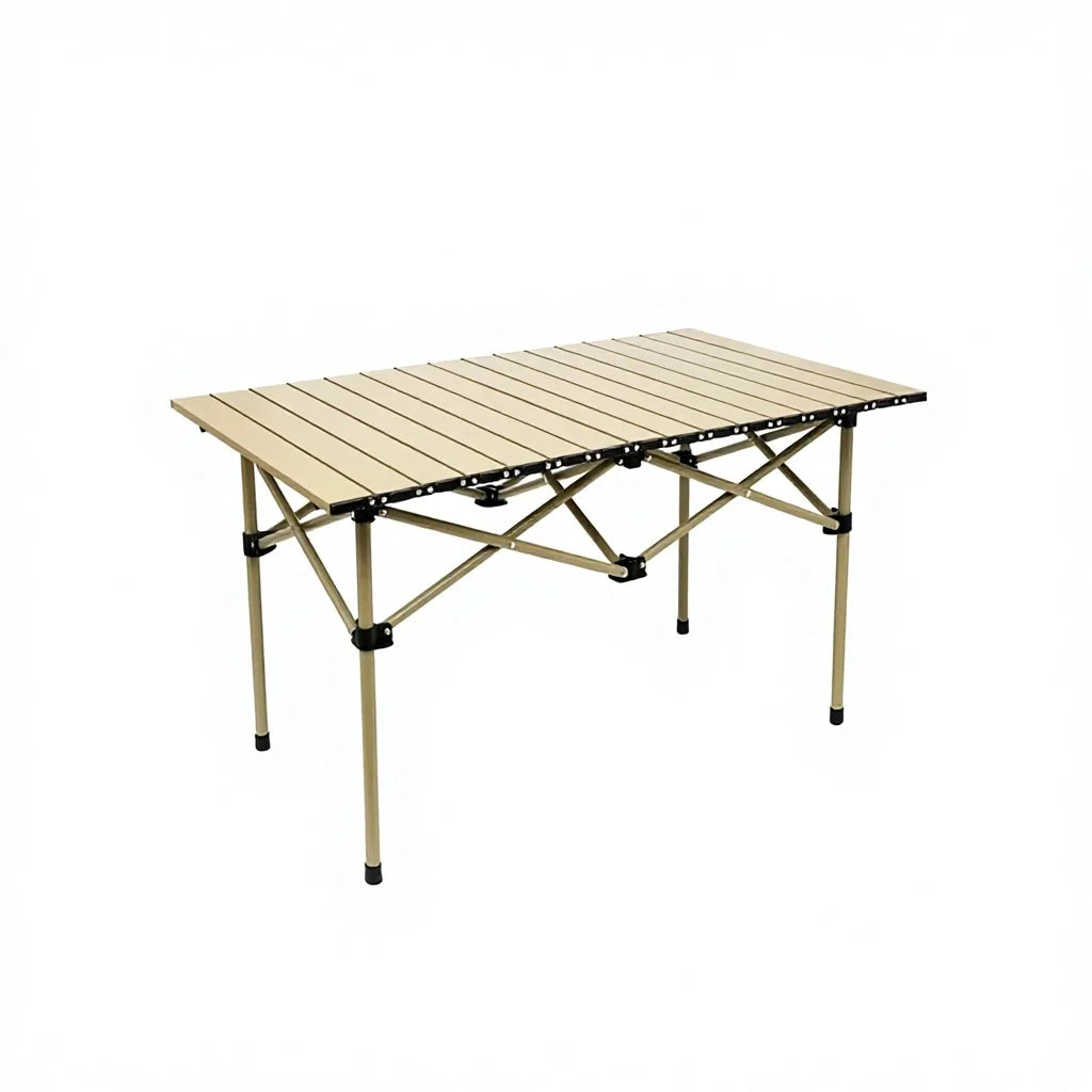 Portable Roll Up Iron Folding Camping Table and Garden Chair Set with Oxford Fabric