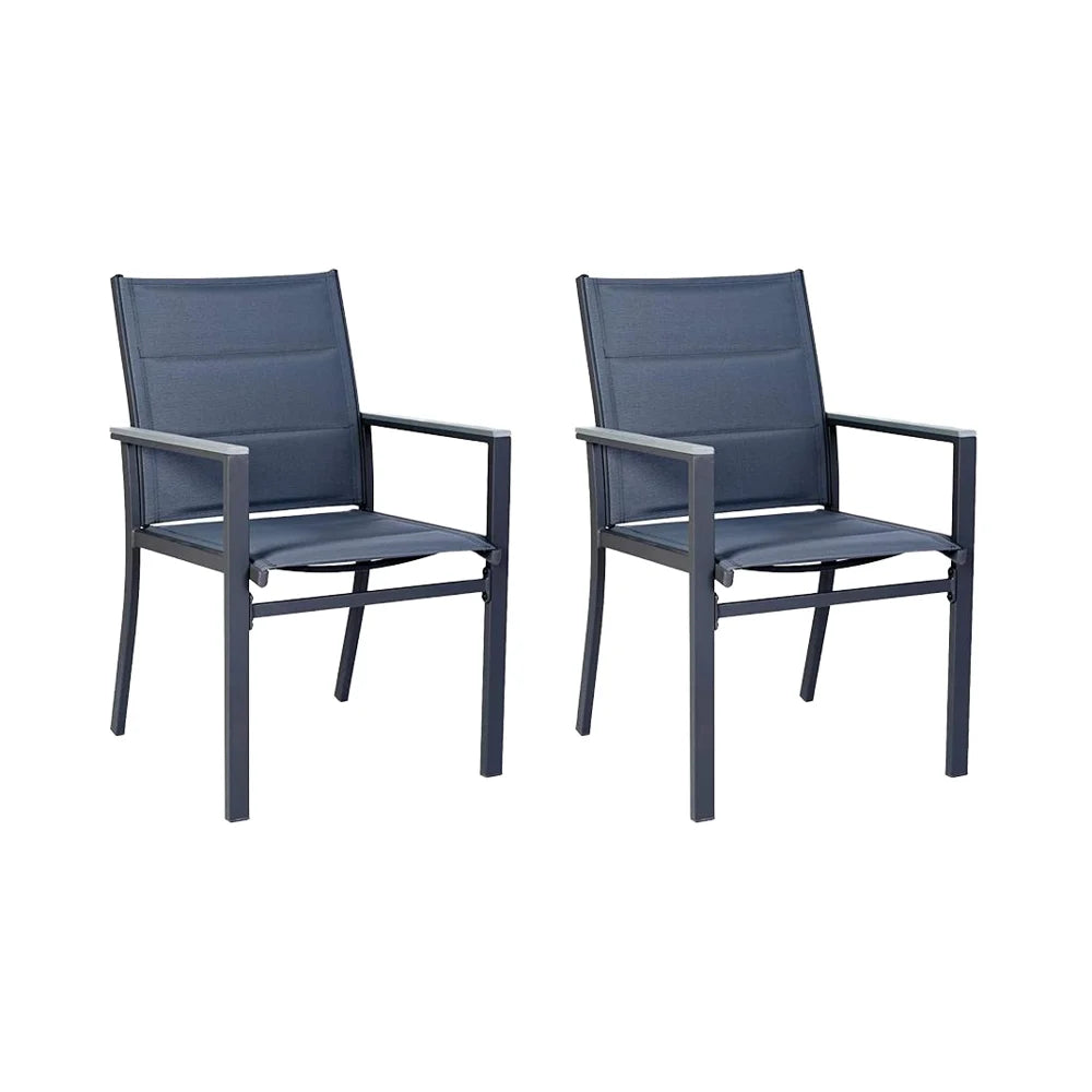 Modern Outdoor Patio Dining Chair Set, Gray Frame and Fabric, Comfortable Seating for Garden and Living Room
